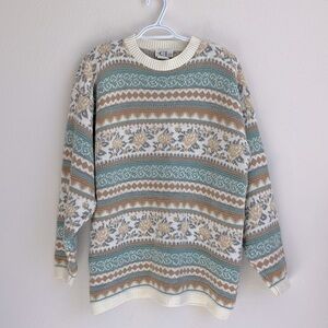 Vintage Cricket Lane Pastel Fair Isle Crewneck Sweater